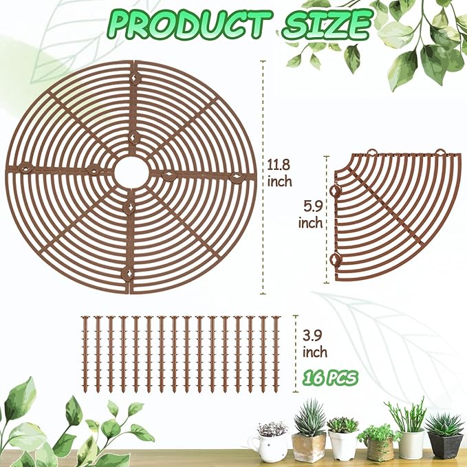 Plant Pot Covers for Small to Medium Pots, 2 Pack Plant Pot Cover to Keep Cats & Dogs Out, Indoor Plant Protector from Cats and Dogs with Cuttable Mesh & Stakes, 11.8 Inch