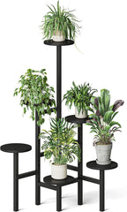 6 Tier Corner Plant Stand Indoor Outdoor, Tall Large Plant Shelf for Multiple Plants, Tiered Flower Pot Holder, Metal Display Plant Shelves for Living Room, Balcony, Patio, Garden (Black)GPS514B