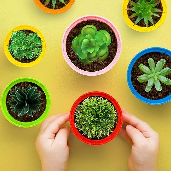 QUOZUO Green Succulent Plants, 6pcs Mini Fake Succulents Plants for DIY Crafting Home Floral Wall Office Decoration (excluding pots)