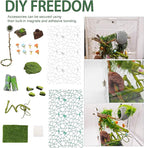 22 Pcs Jumping Spider Enclosure Decor Accessories, Terrarium Landscaping Kit with Mossy Wood, Green Vine, Mesh, Mini Mushrooms & Grass Mat for Tarantula Reptile Habitat Decoration