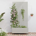 Casaphoria Metal Raised Garden Bed with Trellis and Wheels, 72"x35"x16" Planter Box for Climbing Plants, Vegetables & Vines, Features Drainage Holes and Privacy Screen (Grey-Louvered)