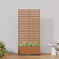 Casaphoria Metal Raised Garden Bed with Trellis and Wheels, 72"x35"x16" Planter Box for Climbing Plants, Vegetables & Vines, Features Drainage Holes and Privacy Screen, Brown-Harold
