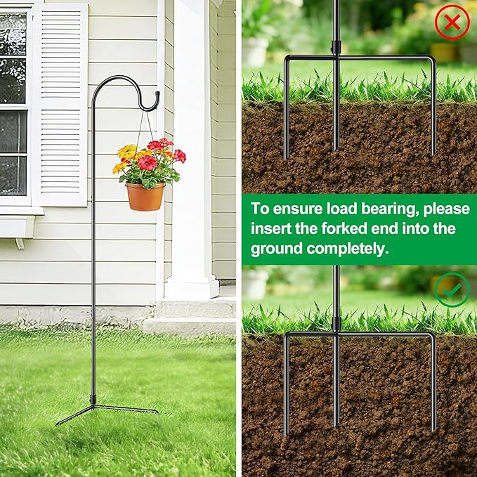 GOFORWILD Shepherd Hooks 6 Pack Adjustable, 49 inches Tall, Premium Metal Garden Hook for Outdoor, Hanging Plant, Solar Lights, Lanterns, Bird Feeders, and Wedding Decor, 7013-3