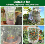 Alpurple 2 Pcs Insect Bird Barrier Netting Mesh with Drawstring- 4.9 x 3.2 Ft Garden Bug Netting Plant Cover- Fruit Tree Net for Protect Plant Fruits Citrus Flower from Insect Bird Eating