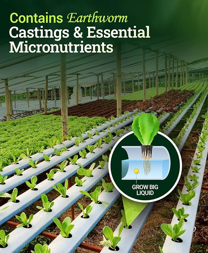 FoxFarm Grow Big Hydroponic Plant Food - 3-2-6 Liquid Plant Fertilizer for Lush Vegetative Growth in Hydroponic Systems - Liquid Concentrate with Earthworm Castings & Micronutrients - 1 Gallon