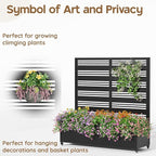 Metal Raised Garden Bed Trellis Large Outdoor Planter Box for Patio,Balcony Privacy Planters for Patio 48.4" x 47"x 15.7 Wheels Drainage Holes,for Climbing Vegetables,Flowers,Vines（Black）