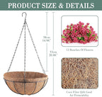 Artificial Flowers Hanging Plants in Basket,Artificial Hanging Flowers for Spring Outdoor Indoor Decor,UV Resistant hanging Baskets with Fake Flowers for Summer Patio Garden Porch Deck Home Decor