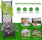 Planter with Trellis Raised Garden Beds, Trellis Planter Box Outdoor Self-Watering for Gardening, Climbing Vegetables, Flowers, Balcony Backyard Patio, Black,1PC