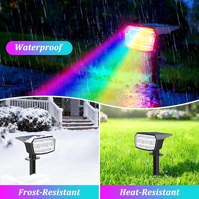 Sucolite 6-Pack Solar Spot Lights Outdoor Waterproof IP65, 9 Lighting Modes 2-in-1 Solar Landscape Spotlights for Yard, 59 LED Solar Powered Wall Lights for Garden Pathway Driveway Walkway, Multicolor