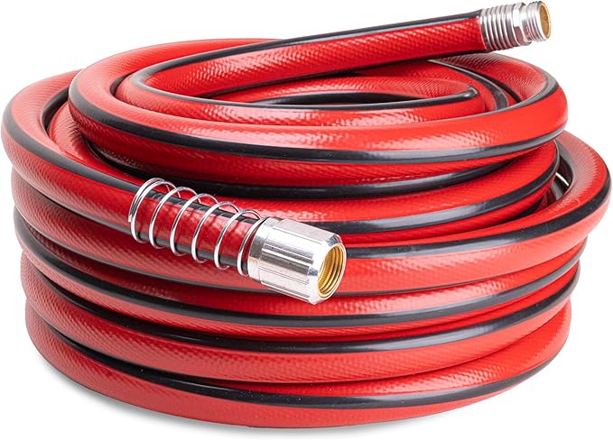Kink Control Contractor Grade Hose with High Burst Strength, Spring Coil and Crush Resistant Couplings, Made in the USA 3/4 x 100 ft