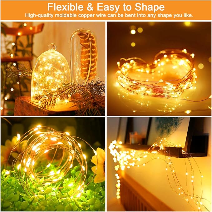 cshare Solar Fairy Lights Outdoor Waterproof,16.4ft 50LED Solar String Lights for Outside 8 Modes 2 Packs for Christmas Halloween Holiday Patio Backyard Garden Deorations Warm White