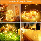 cshare Solar Fairy Lights Outdoor Waterproof,39.4ft 120LED Solar String Lights for Outside 8 Modes 2 Packs for Patio Backyard Garden Deorations Warm White
