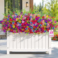 Alupssuc 48 Bundles Artificial Flowers for Outdoors Planters Spring Decoration, UV Resistant Faux Eucalyptus Violet and Lavender Silk Fake Plants for Outside Indoor Yard Home Patio Decor, Mix 6 Colors