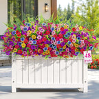 Alupssuc 48 Bundles Artificial Flowers for Outdoors Planters Spring Decoration, UV Resistant Faux Eucalyptus Violet and Lavender Silk Fake Plants for Outside Indoor Yard Home Patio Decor, Mix 6 Colors