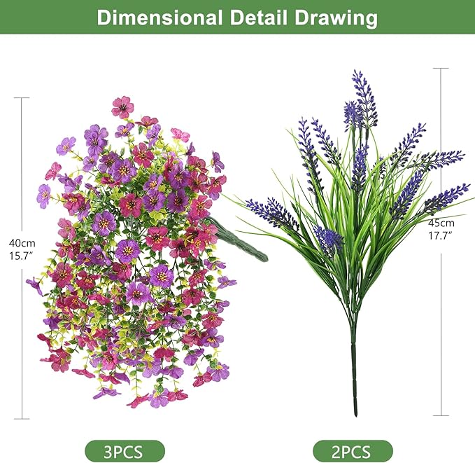 Artificial Fake Hanging Flowers Plants for Outdoor Outside Decoration, Faux Silk Daisy Flower Realistic UV Resistant for Front Porch Patio Balcony Garden Yard Indoor Planter Home Decor(Purple Pink)