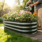 Gardmax Galvanized Raised Garden Bed, Lightweight Planter Boxes Outdoor with Easy Assembly, Large Garden Bed for Vegetables, Fruits, Flower Dark Grey