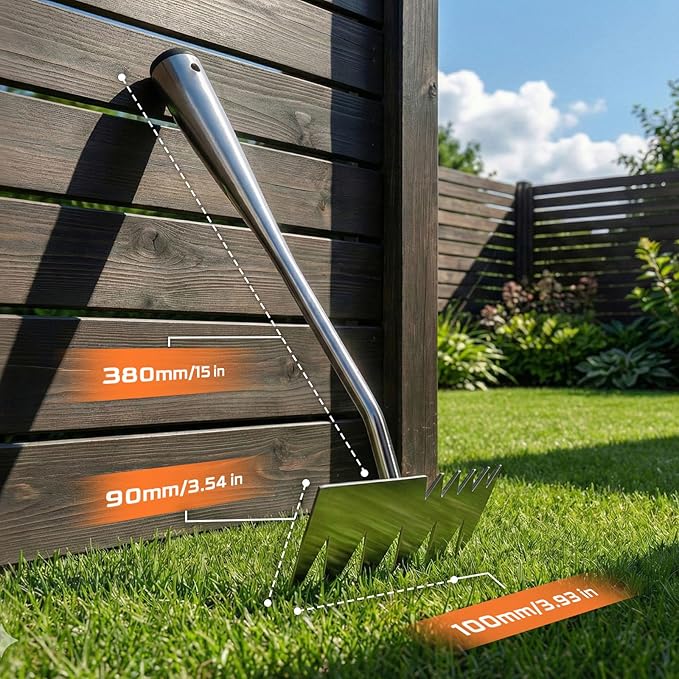 LOOHOI Upgraded Weed Puller Tool, 4-Tooth Stainless Steel Manual Weeder, Garden Weed Remover Tool for Vegetable Gardening Backyard Farm Planting & Weeding