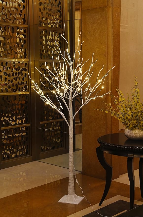 LIGHTSHARE 6 Feet Birch Tree, 72 LED Lights, Warm White, for Home, Festival, Party, and Christmas Decoration, Indoor and Outdoor Use