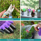 Tbltaca Garden Tool Set, Stainless Steel Heavy Duty Gardening Tools 30 PCS w/Floral Print, Trowel Rake Weeder Pruner Shears Sprayer Digging Claw Gloves, Ideal Gardening Set for Women