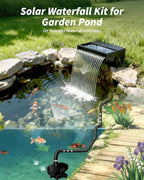 POPOSOAP 70W Solar Pond Waterfall Spillway with Fountain Pump, 304 Stainless Steel & Filtration System Pond Waterfall, 9.8FT Tubing for Koi Ponds, Garden Fountains & Landscape Water Features-P5703S
