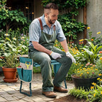 SUPER DEAL Folding Garden Kneeler and Seat with 2 Free Tool Pouches - EVA Foam Pad Protects Your Knees - Sturdy and Lightweight