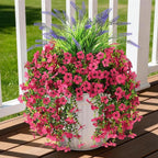 Homsunny Artificial Fake Hanging Flowers Plants for Outdoor Outside Decoration, Faux Silk Daisy Flower Realistic UV Resistant for Front Porch Patio Balcony Garden Yard Indoor Planter Home Decor(Pink)