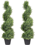 THE BLOOM TIMES 3ft Artificial Topiary Trees Set of 2, 36 inch Faux Cedar Cypress Spiral Topiary Trees Outdoor - Fake Plants for Garden Front Porch Indoor Outside Planter Decor 3 Foot