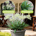 Outdoor Artificial Flowers for Porch 18.9 in Fake Plants 8 Bundles Plastic White Flower Large Faux Greenery for Outside Planter Yard Patio Decor