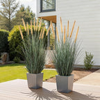 FloraFairy 4ft Onion Grass, Artificial Plant and Greenery, 48in Faux Horsetail Reed Grass with 10 Feathery Flower Heads, Potted Fake Floor Plants for Indoor Outdoor, House Decorative