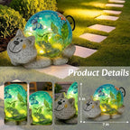 Afirst Solar Garden Statues Outdoor Figurines - Cat Lawn Ornament with Solar Lights Cracked Glass Outdoor Decor for Patio Yard Decorations