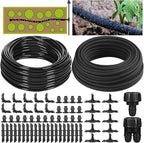Drip Irrigation System Kit Garden Watering System 200ft 1/4 Inch Soaker Hose 100ft 1/4 Inch Drip Irrigation Tubing with Distribution Tubing and Accessories for Garden Greenhouse Patio Lawn