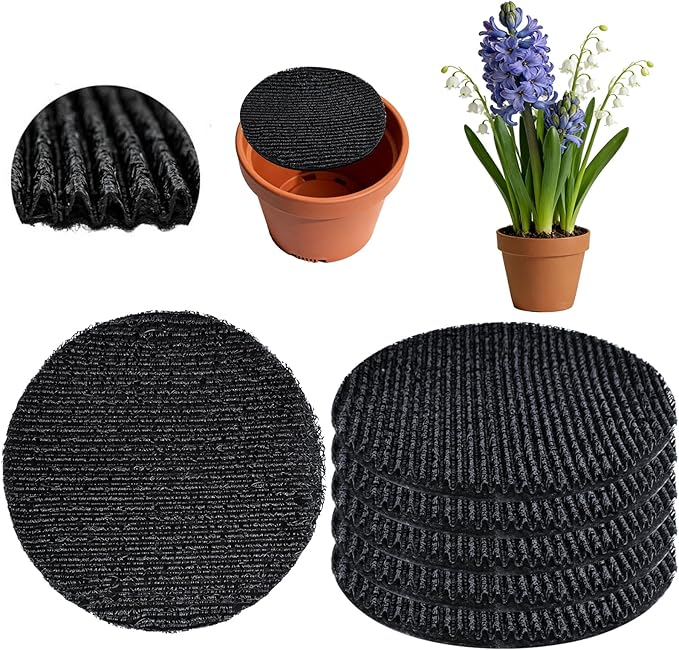 6Pcs 9inch Round Pot Mesh Drainage Discs Double Layer Plant Pot Hole Insert Pads Cutable Bonsai Pot Bottom Grid Mat Mesh Reusable for Indoor Outdoor Potted Plant Prevent Soil Loss Keep Roots Healthy