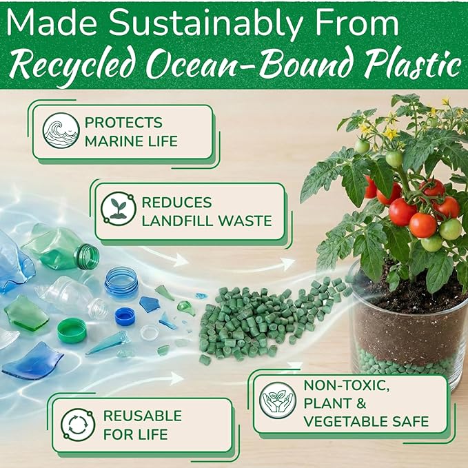 Houseplant Smart Gravel – Improve Drainage, Prevent Overwatering & Root Rot, Support Strong Roots | Eco-Friendly & Reusable Drainage Rocks for Potted Plants | Sustainably Recycled Ocean Plastic | 32oz