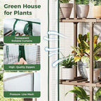 Bamworld 5-Tierd Outdoor Greenhouse 22" L×16" W×81" H Portable Green House with PE Cover Garden and Backyards Plant Shelves with Sturdy Eucalyptus Frame Roof Plant Stand Flower Pot Stand Display Rack