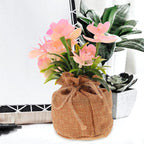 KALLORY Artificial Phalaenopsis Orchid Potted Plant Faux Bonsai with Jute Bag, Simulation Orchid Flower Home Tabletop Decor for Living Room and Office,