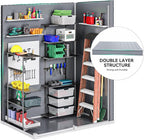 DWVO 5x3 FT Outdoor Storage Shed with Floor, All-Weather Resin Storage Shed with Window & Lockable Door, Waterproof Plastic Tool Storage for Garden Patio, Gray