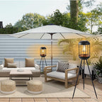 Solar Floor Lamp Outdoor Large Lanterns for Patio, Waterproof Big Solar Lamp Outdoor Metal Tripod Solar Lights for Deck Lawn Yard or Porch Decor(Black)