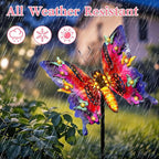 ANGMLN Solar Garden Lights, Outdoor Butterfly Garden Decor Large 41" Metal Decorative Lights, Waterproof Butterfly Outside Decoration Patio Yard Porch Birthday Gardening Gifts for Mom Women, Purple