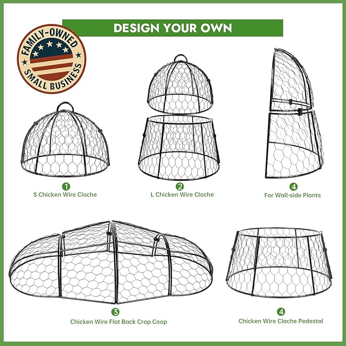 Decoroca 2 PCS Garden Cloches for Plants - Chicken Wire Plant Protectors from Animals, Outdoor Cloches Keep Squirrels, Rabbits & Birds Out of Vegetable - DIY in 5 Forms - Sturdy Anti-Rust Dome