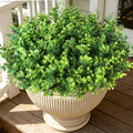 Artificial Greenery Eucalyptus Boxwood, UV Resistant Faux Outdoor Plants for Decoration, Realistic Fake Eucalyptus Leaves for Planter, Front Porch, Patio, Backyard Decor (12pcs)