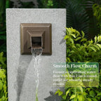 Square 316 Stainless Steel Water Fountain Spout, Outdoor Spillway Scupper with Integrated Spray Baffle, Unique Emitter Water Feature Decor for Patios, Pools, Courtyards, Water Walls(Brown)