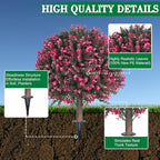 AOKIIE Set of 2 Artificial Rose Boxwood Topiary Ball Tree for Outdoor with Ground Spike, 22" UV Resistant Faux Greenery Shrubs, Fake Plants for Garden Yard Porch Patio(Rose)