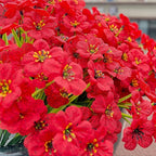 20 Bundles Artificial Flowers for Outdoors, UV Resistant Fake Flowers with Plastic Plants, Faux Silk Flowers for Planter outdoors, Fake realistic flowers For Window Box Front Porch Patio Decor-Red