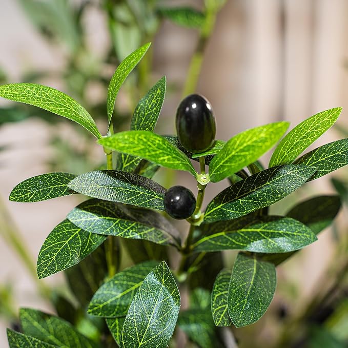 6ft Faux Olive Tree, Artificial Olive Tree Indoor, High Imitation Silk Plant Fake Olive Tree with Realistic Leaves and Fruits, Suitable for Home Living Room Office Decoration