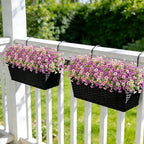 Ammyoo Artificial Fake Plants Flowers for Outdoor Spring Decor, 12 Bundles Faux Silk Mums for Planter Pot Colorful UV Resistant Look Real for Front Door Porch Patio Outside Yard(Purple Pink)