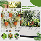 Casaphoria Metal Raised Garden Bed with Trellis and Wheels, 47"x47"x16" Planter Box for Climbing Plants, Vegetables & Vines, Features Drainage Holes and Privacy Screen, White-Brick