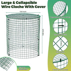Hiboom 4 Pack Garden Plant Protectors from Animals with Stakes, Metal Mesh and Detachable Covers Wire Plant Cage for Keeping Bunny Animals Out, Chicken Wire Cover Garden Protect (12 * 13 in)