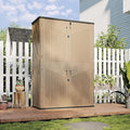 Aoxun Outdoor Storage Shed, 64 Cu.Ft Vertical Storage Sheds Outdoor with Floor, Outdoor Waterproof Storage Cabinet for Garage Storage, Pool Storage (Brown)