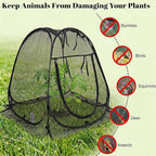 Plant Covers Pop up Gardening Net Cover,Insect Bird Barrier Netting Mesh Plant Netting Pest Guard Cover with Zip Entry for Plants, 1-Pack, Black (Black-1 Pack)