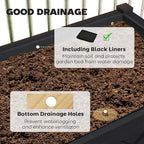 Outsunny Raised Garden Bed, Elevated Wood Planter Box with Storage Shelf, Drainage Holes and Liner for Backyard, Patio, Balcony, 47 x 22 x 31.5 in, Black